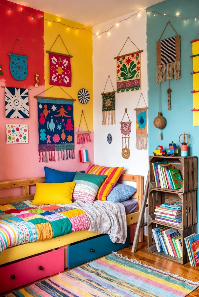 DIY Colorful Kids Bedroom Décor