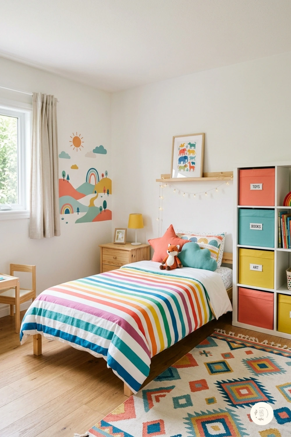 A rainbow kids bedroom storage 