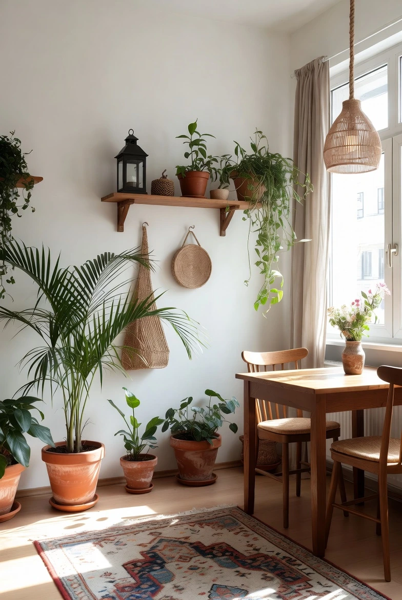 Ramadan decor with natural elements in a small apartment