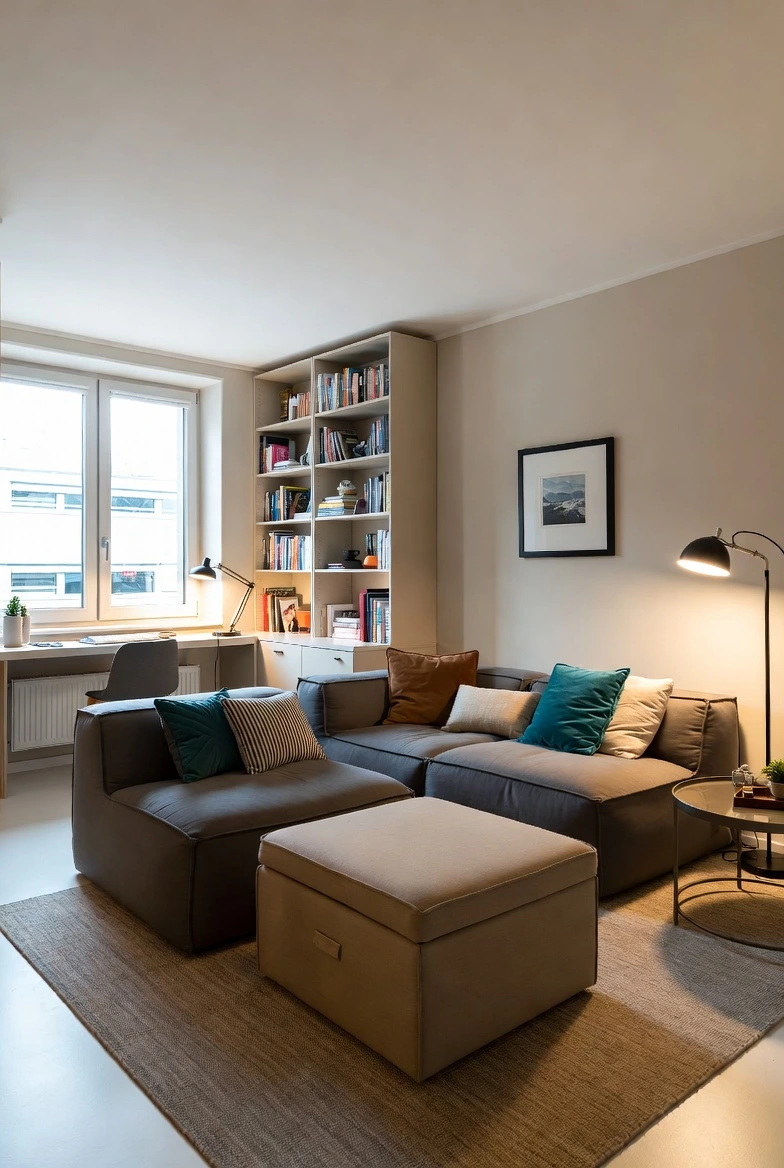 Living room decor ideas using natural materials like wood, rattan, and plants in a modern cozy living room design.