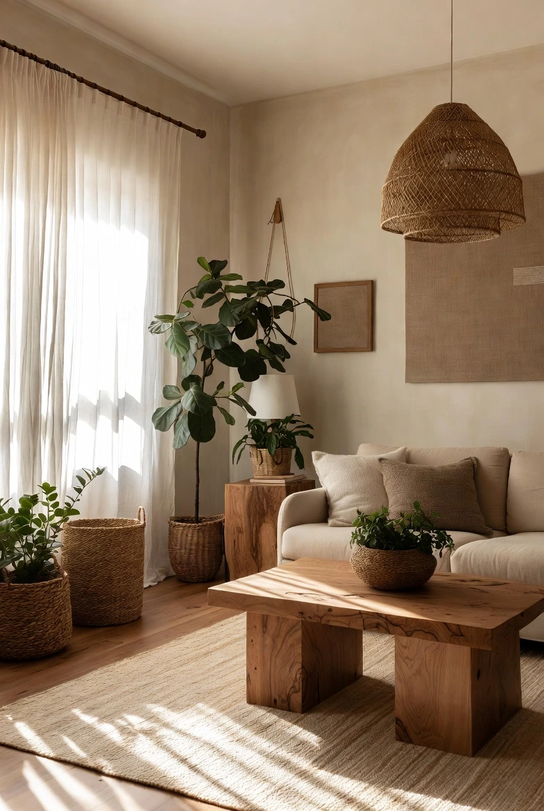 Cozy living room design featuring curved furniture, soft shapes, and modern living room decor ideas.