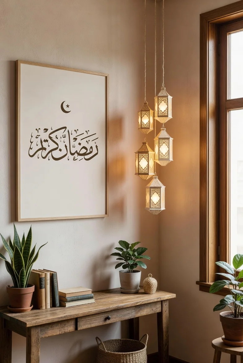 DIY Ramadan decor ideas in a small apartment, printable Islamic wall art, 