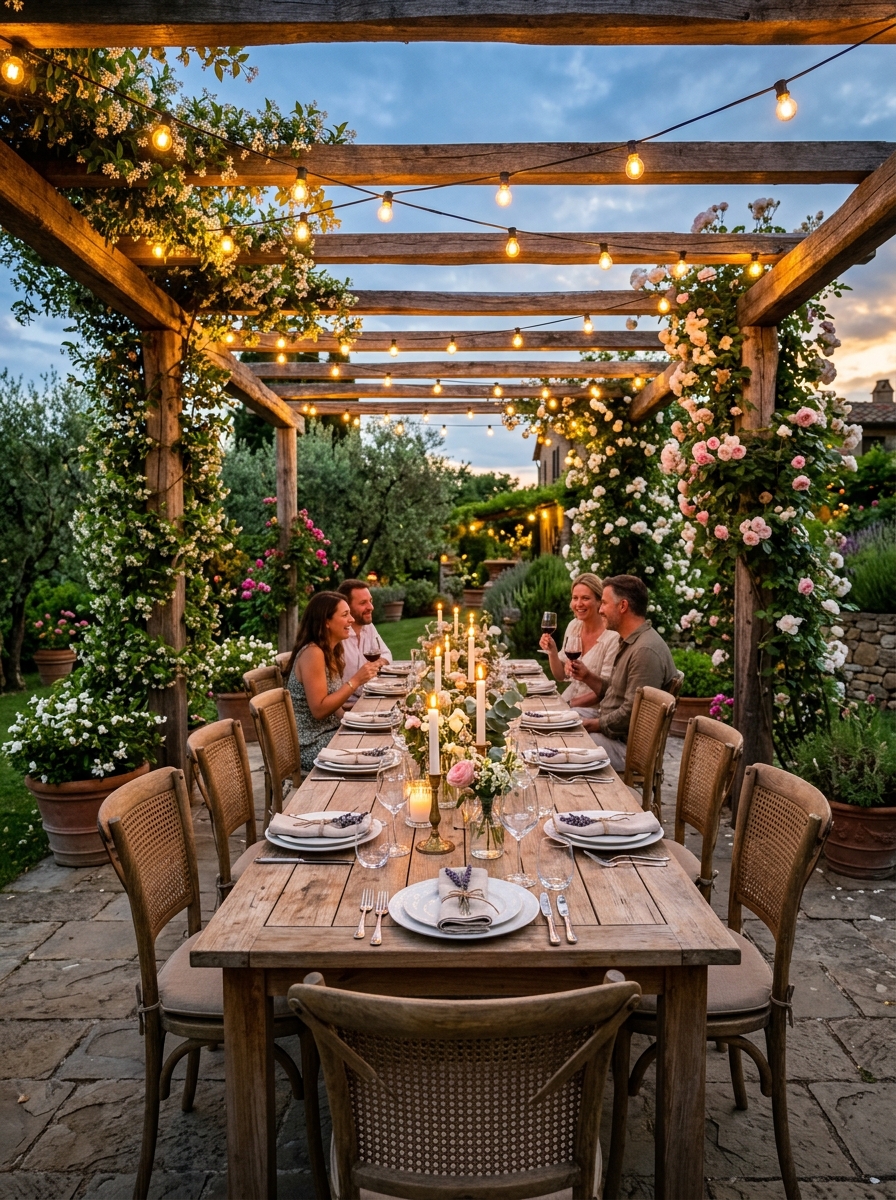 Outdoor Dining with Pergola Roof