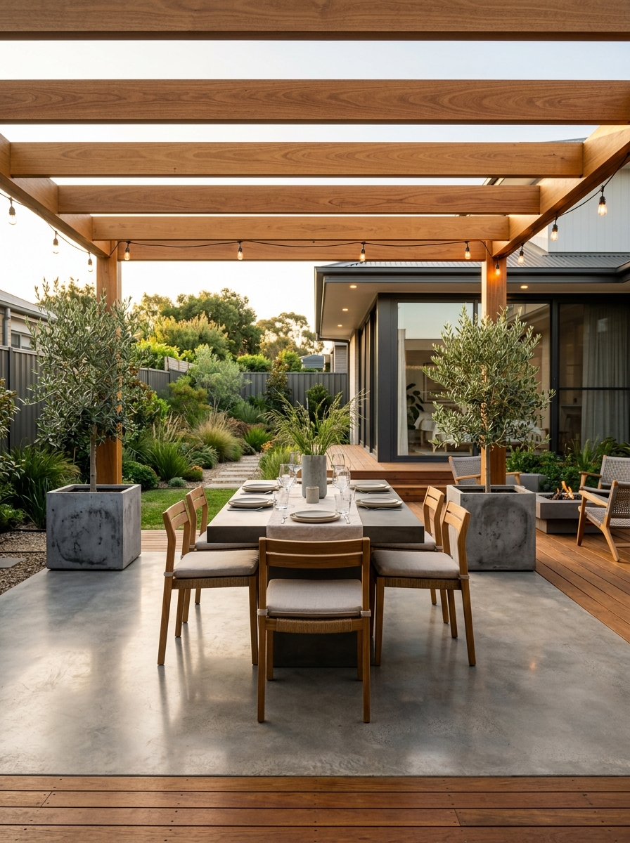 Concrete and Wood Combination