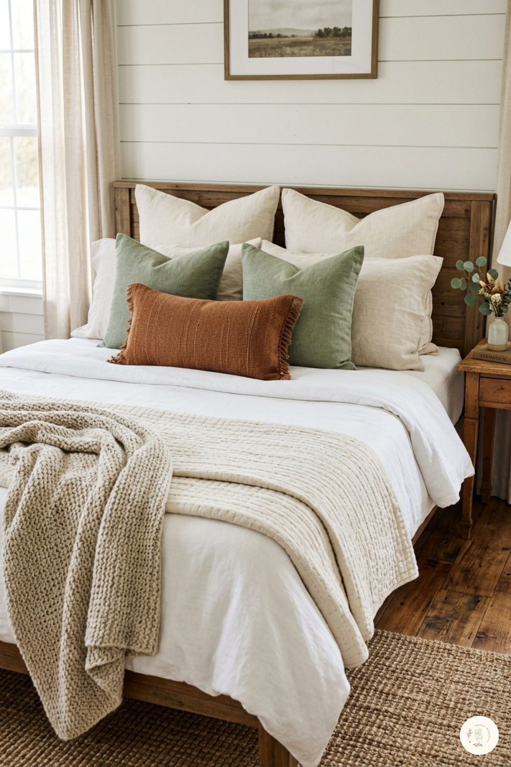 farm house bed layered
