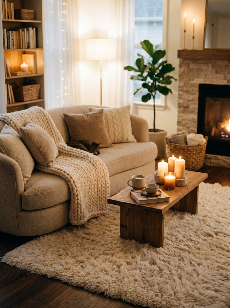 Living room with cream shag