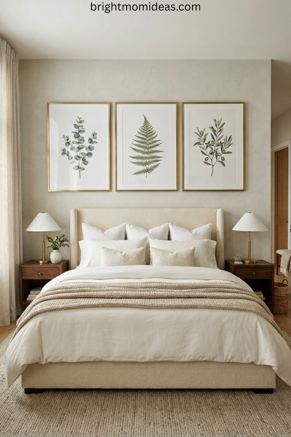bedroom wall decor above bed focal point with large art piece