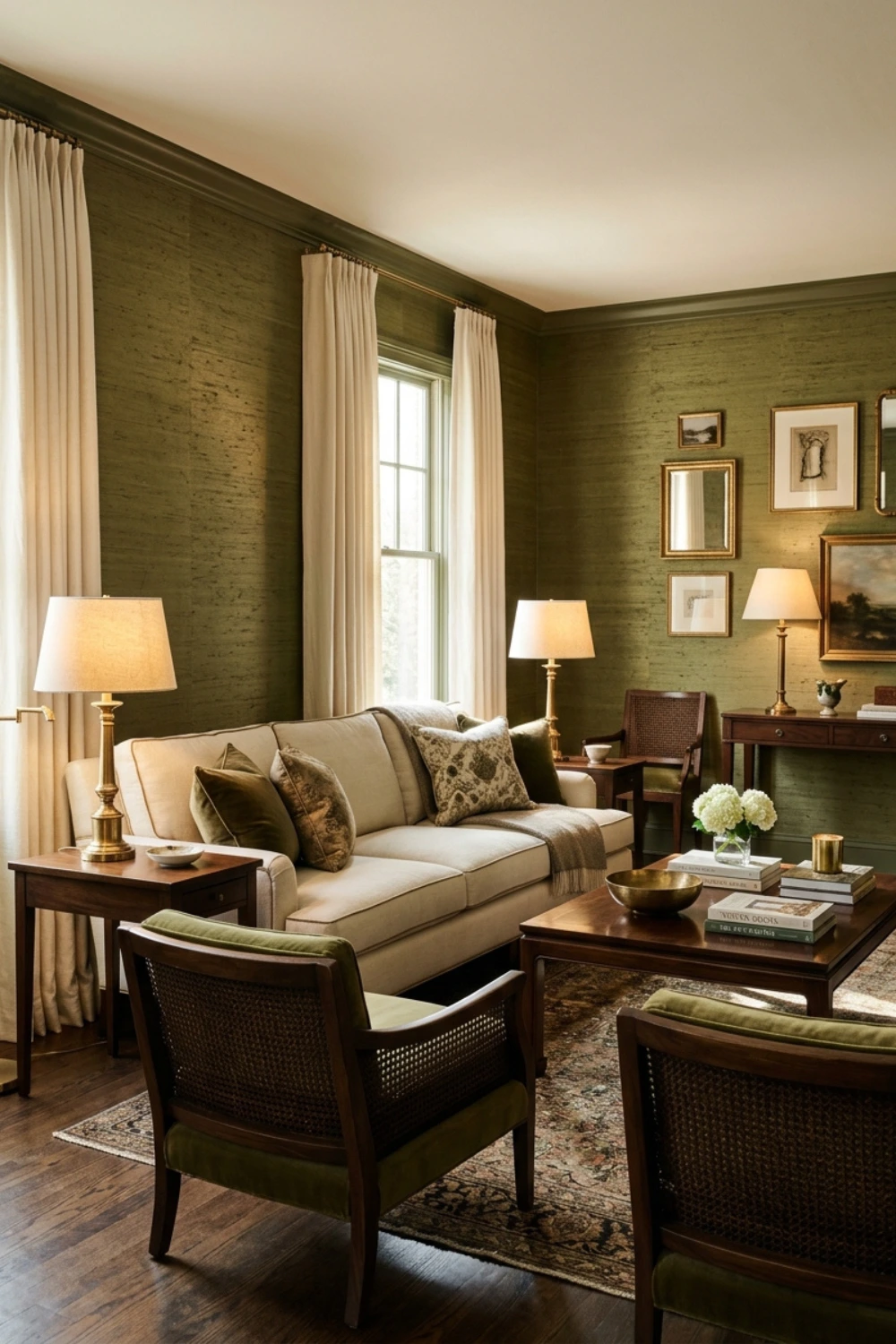 Olive Grasscloth Wallcovering