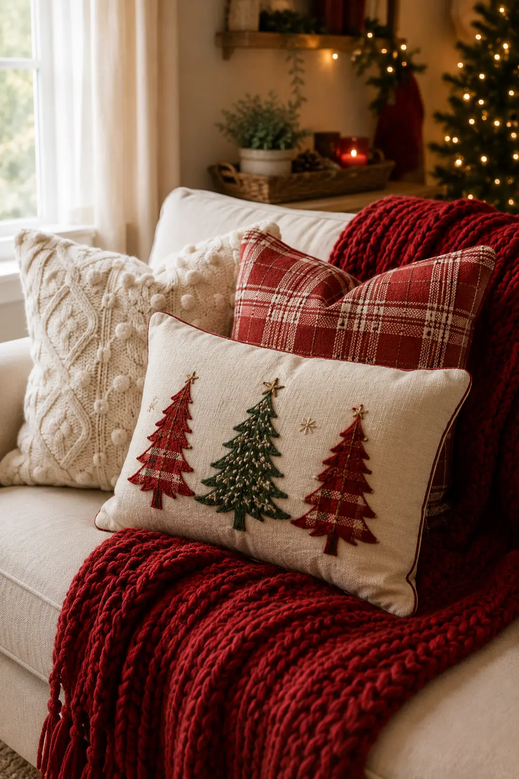 A Christmas-Themed Throw and Pillow Swap
