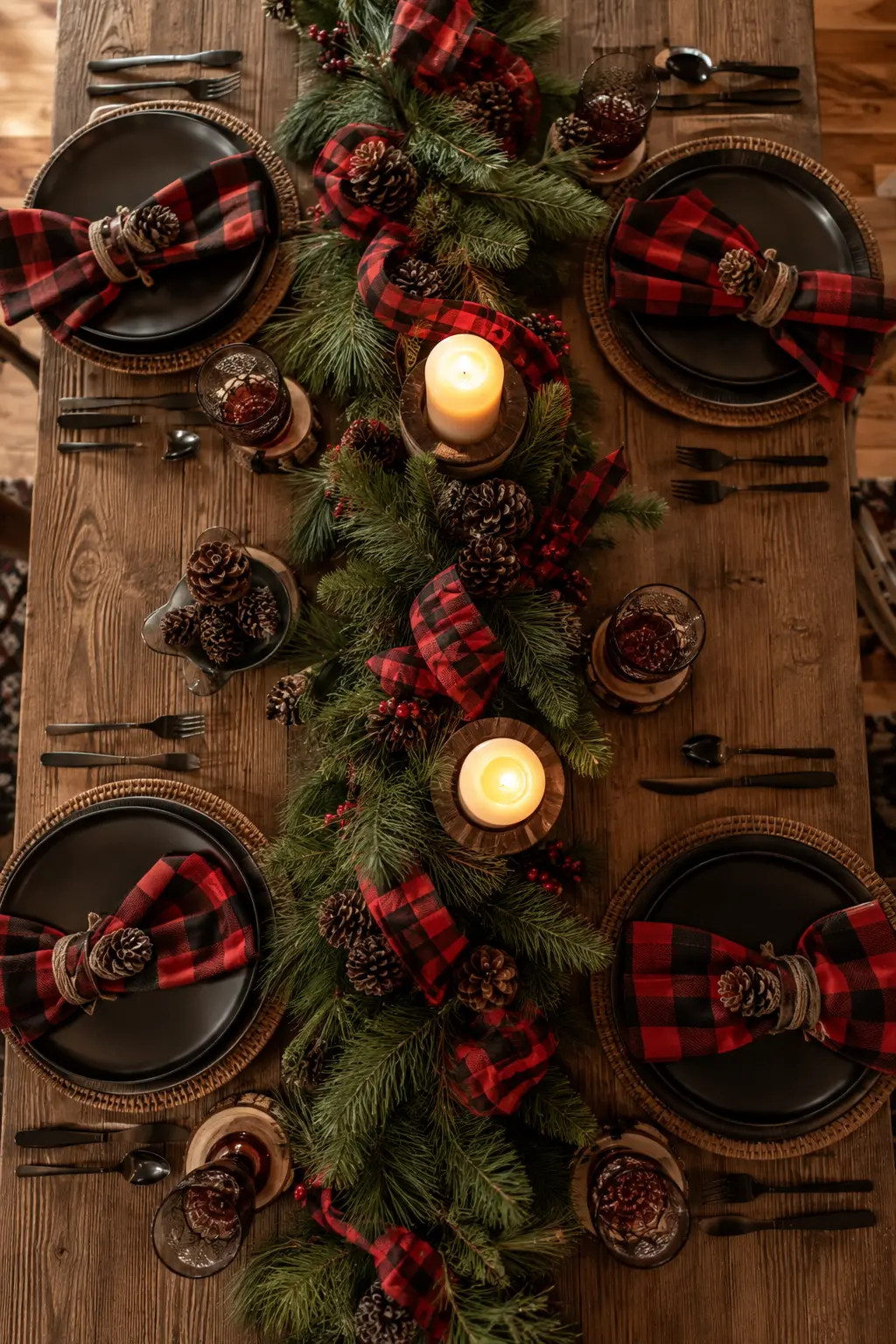 buffalo check napkins christmas table decor