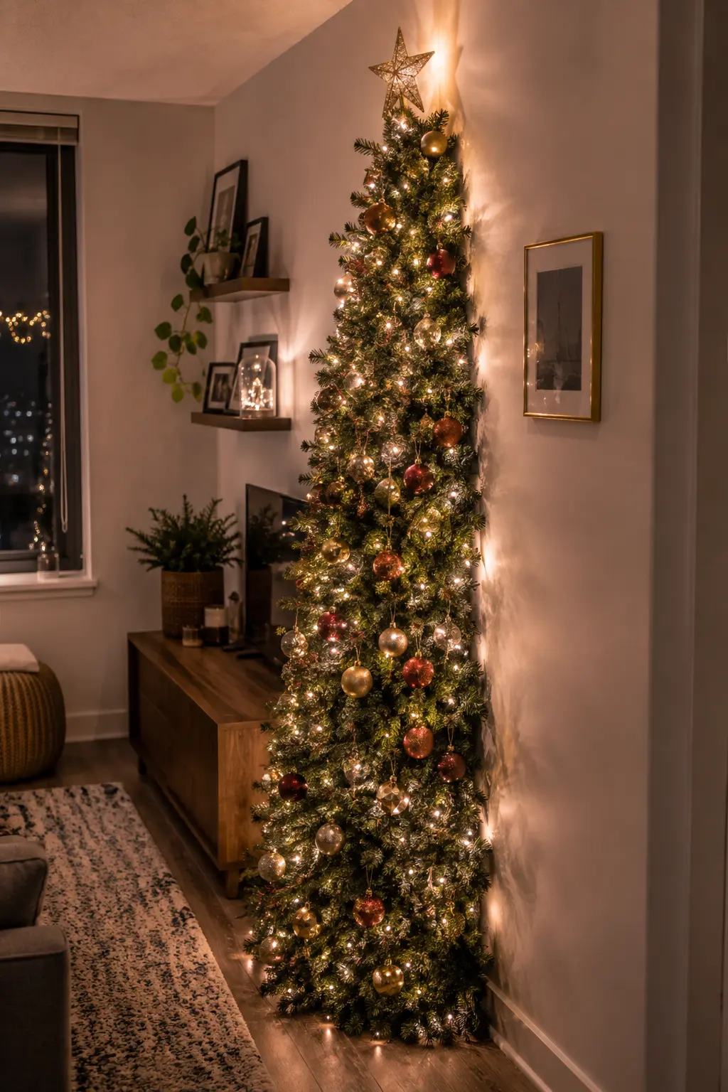 A Slim or Half-Tree Against the Wall