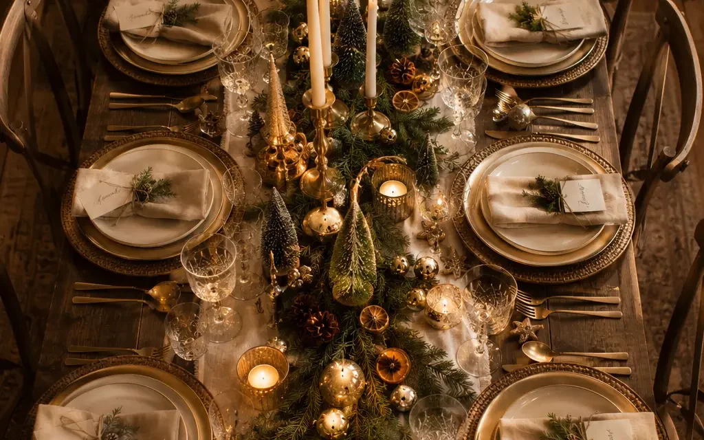 fully styled christmas dining table decor