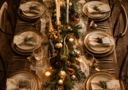 fully styled christmas dining table decor