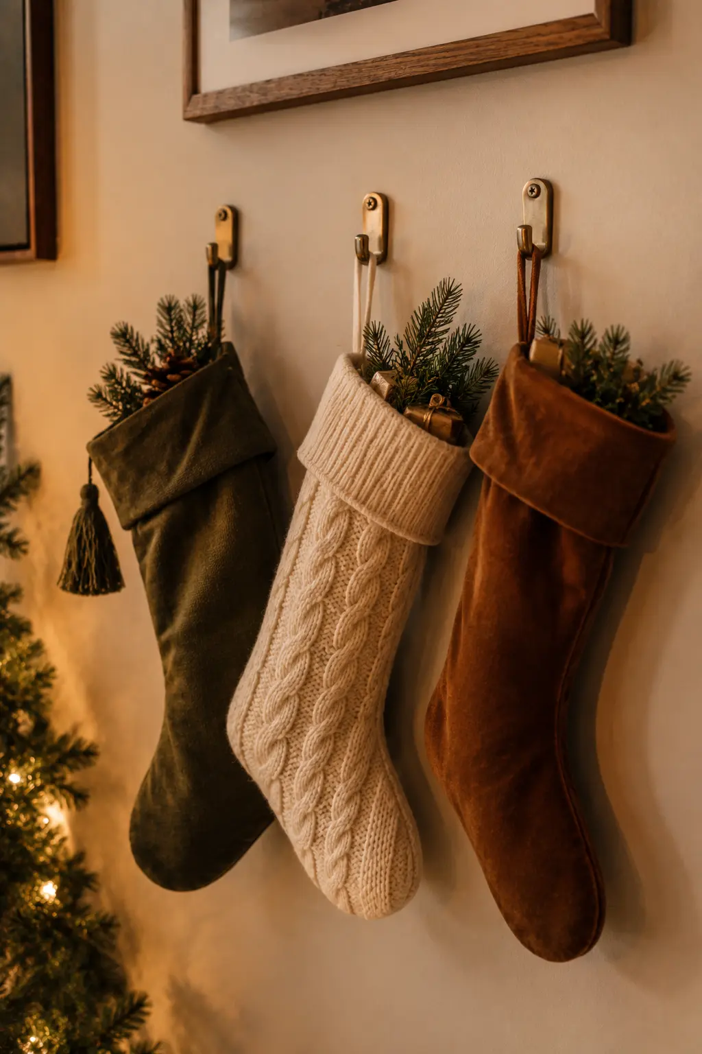 Wall-Mounted Stockings Instead of a Mantel