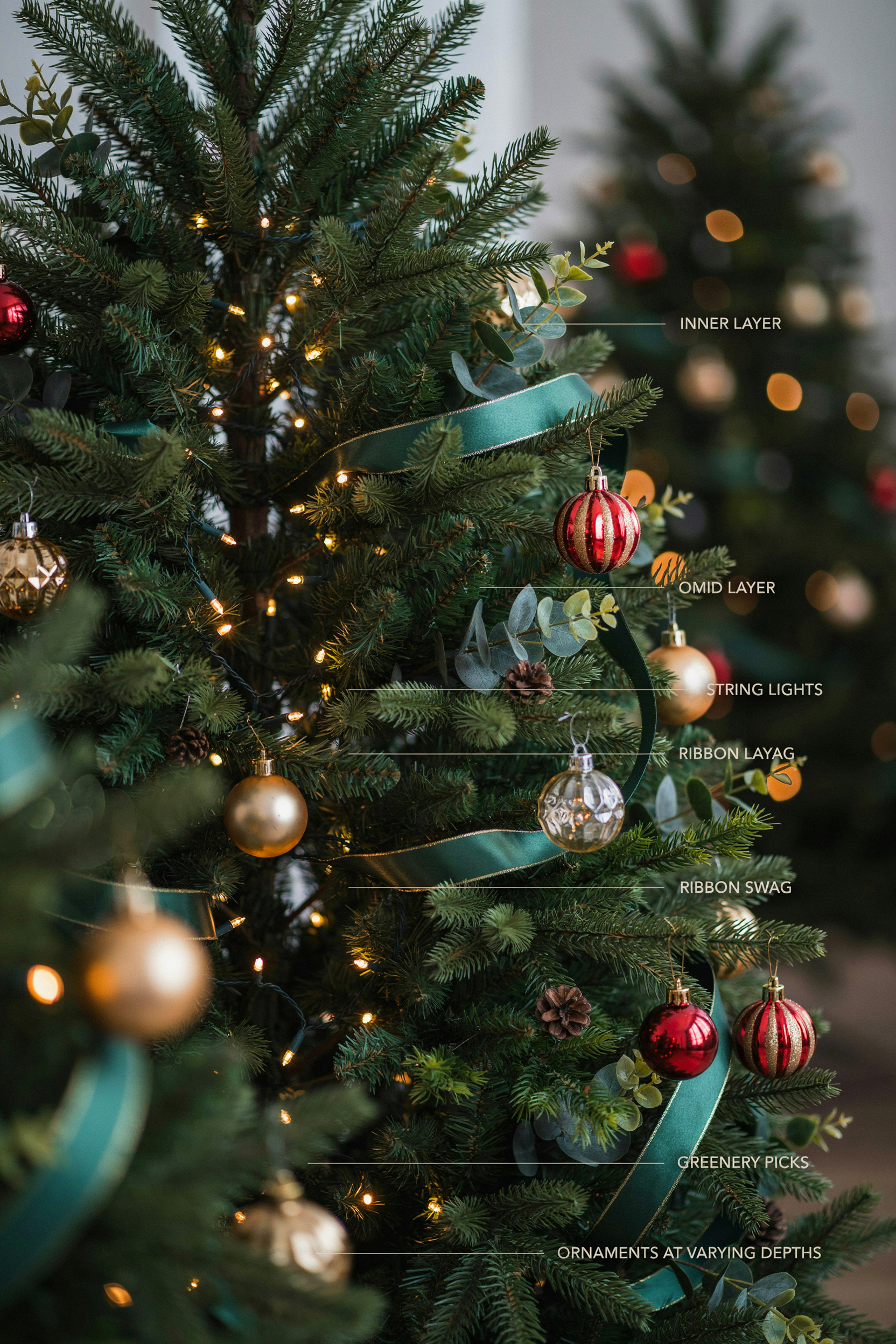 layered christmas tree decorating technique