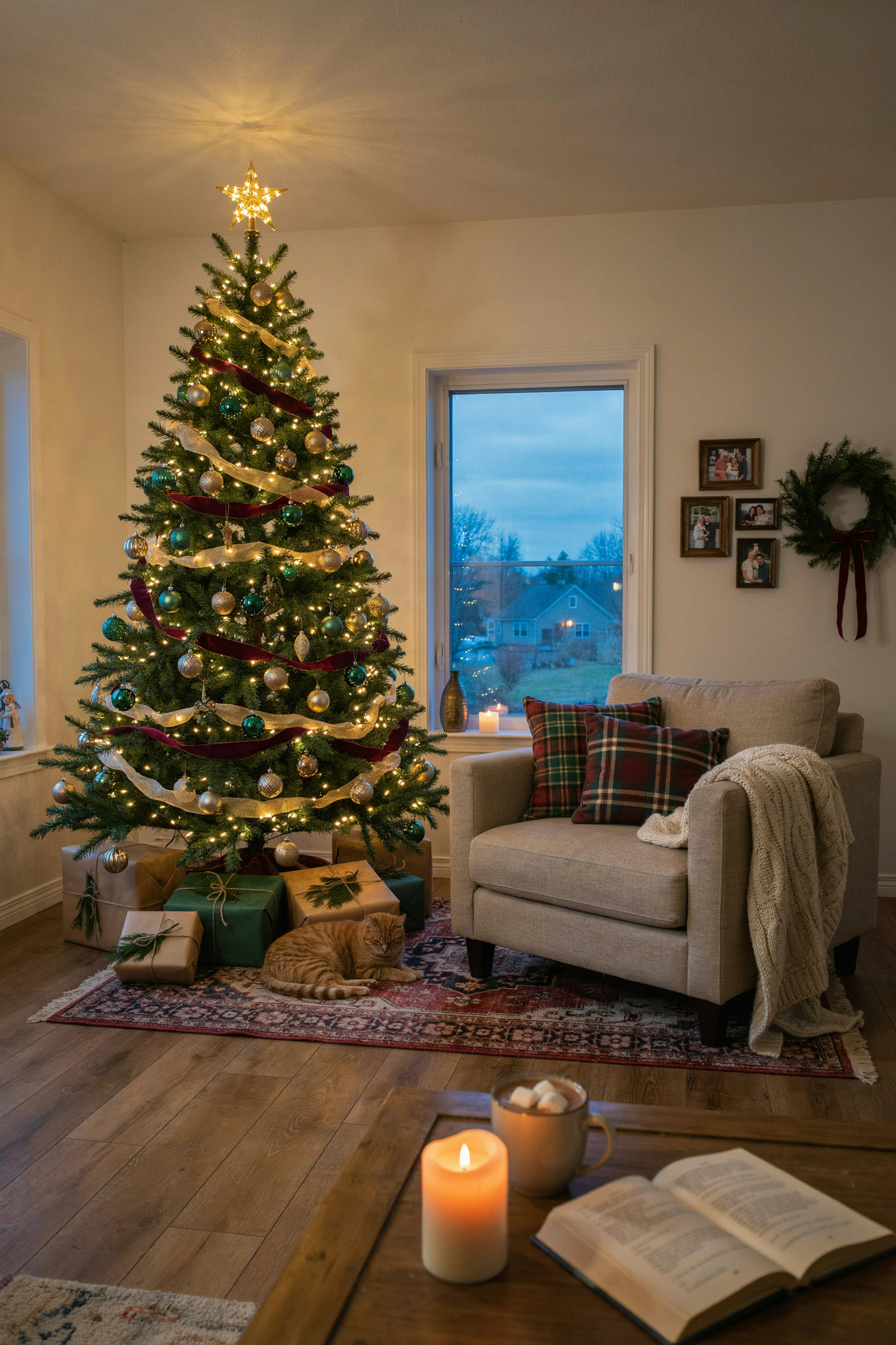 fully decorated christmas tree living room