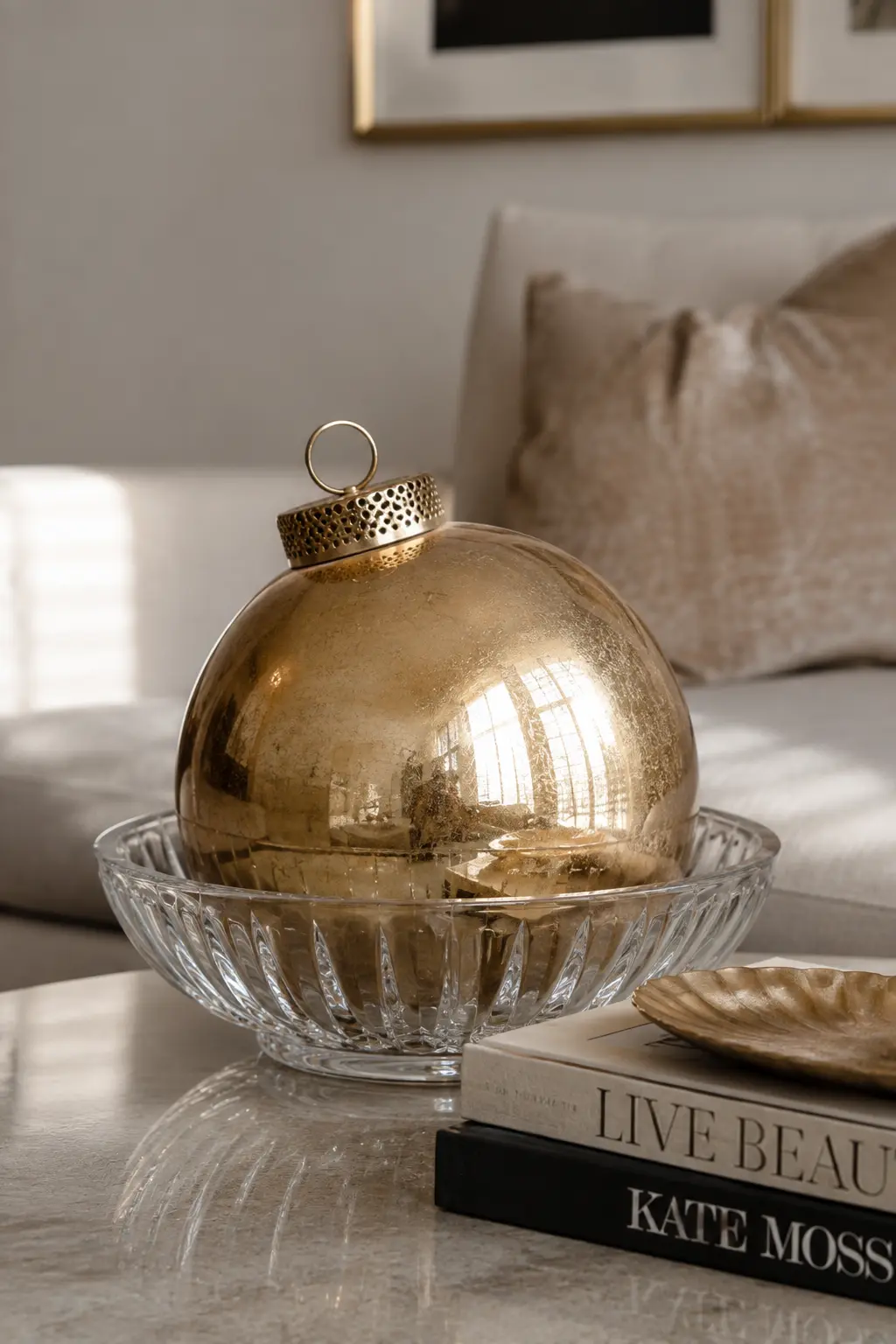 A Single Oversized Ornament as a Centerpiece